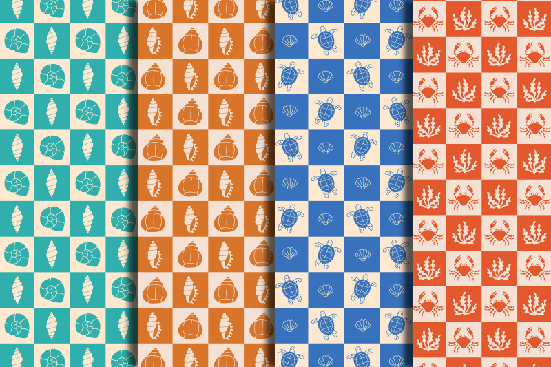 sea-life-checkerboard-seamless-patterns