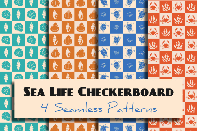 sea-life-checkerboard-seamless-patterns