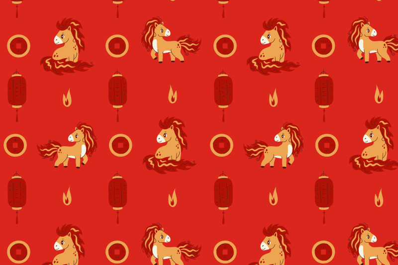 fire-horse-2026-seamless-pattern