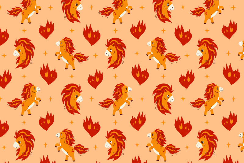 fire-horse-2026-seamless-pattern