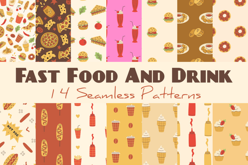 fast-food-and-drink-seamless-patterns
