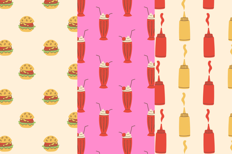 fast-food-and-drink-seamless-patterns