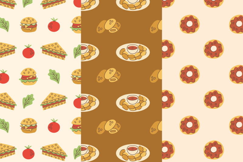 fast-food-and-drink-seamless-patterns