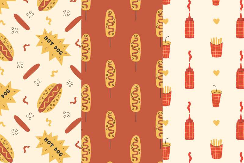 fast-food-and-drink-seamless-patterns