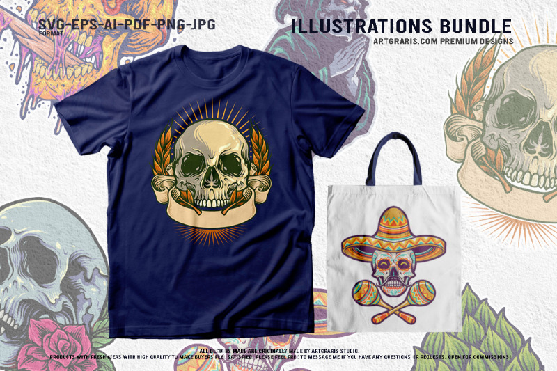 horror-skull-collection-with-sombrero-rose-reaper-and-creepy-monster
