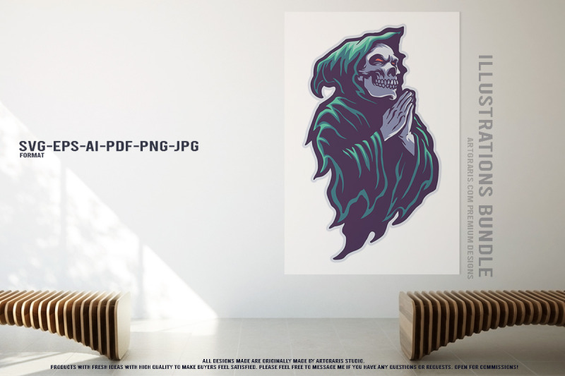 horror-skull-collection-with-sombrero-rose-reaper-and-creepy-monster