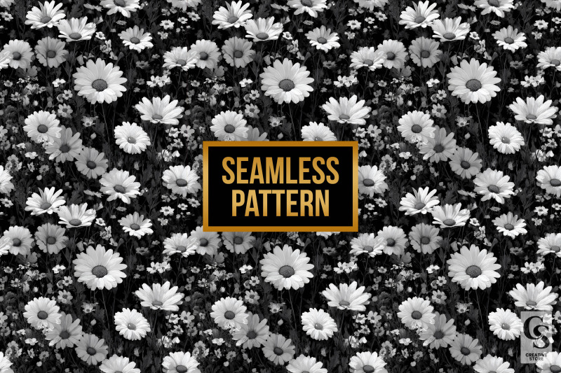 black-and-white-daisy-wildflowers-seamless-pattern