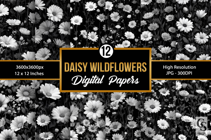 black-and-white-daisy-wildflowers-seamless-pattern
