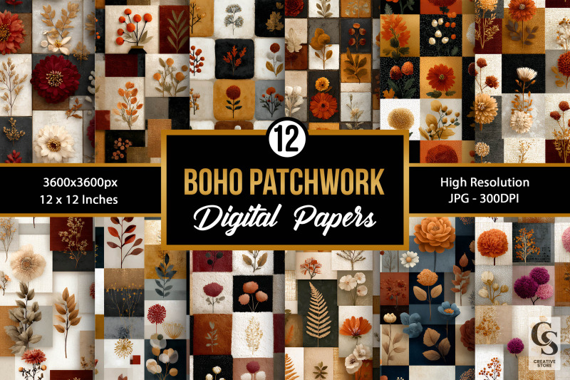 boho-patchwork-floral-seamless-patterns