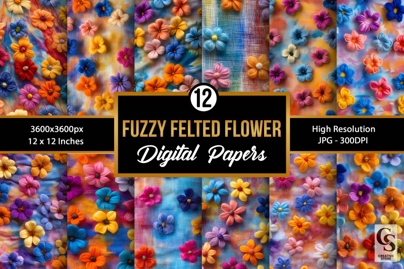 colorful-fuzzy-felted-flowers-digital-paper