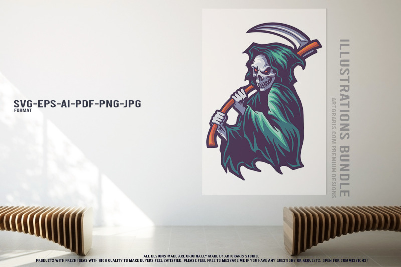 evil-skull-reaper-creepy-figures-illustration