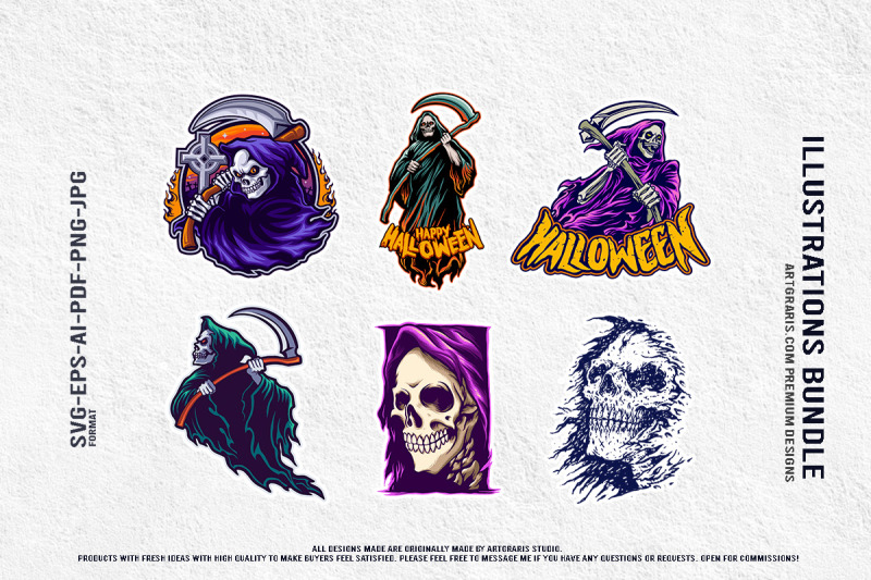 haunted-grim-reaper-halloween-figures-creepy-skull-vector-pack