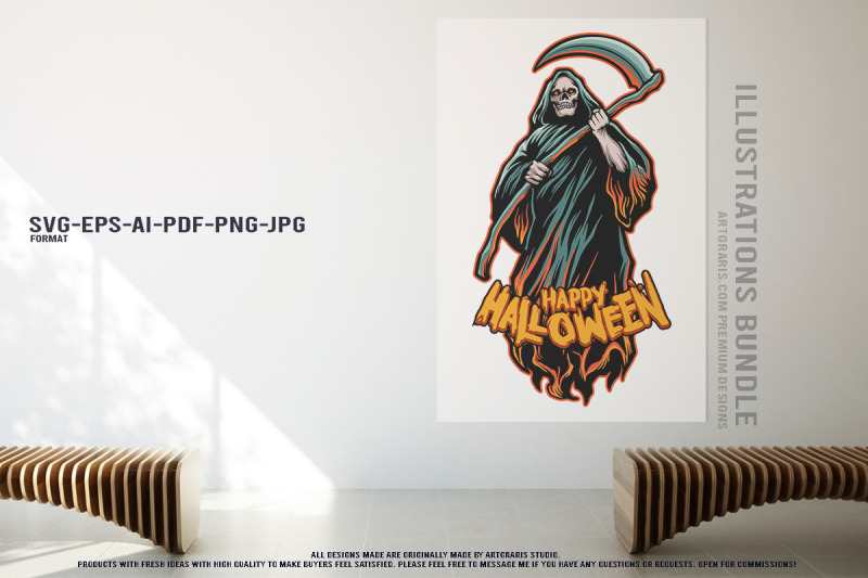haunted-grim-reaper-halloween-figures-creepy-skull-vector-pack