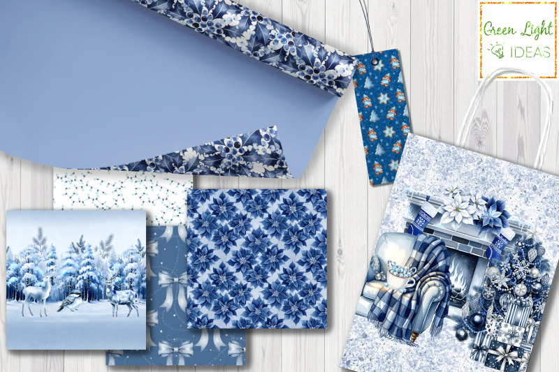 blue-winter-christmas-digital-papers-winter-floral-backgrounds