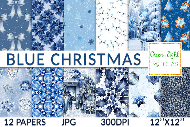 blue-winter-christmas-digital-papers-winter-floral-backgrounds