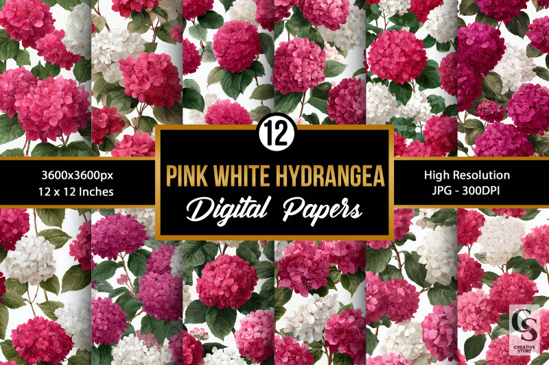 pink-and-white-hydrangea-flowers-digital-paper