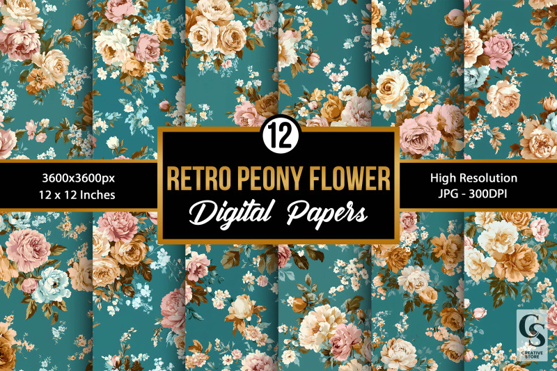 retro-peony-flowers-seamless-patterns