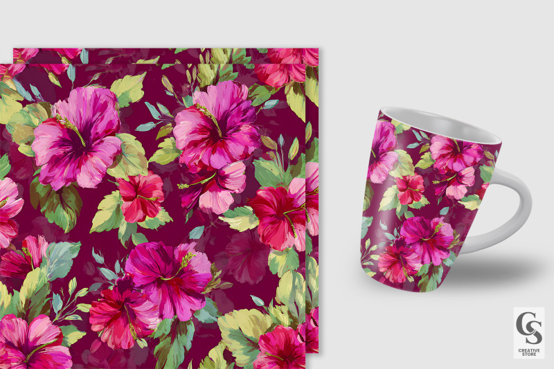 romantic-hibiscus-flowers-digital-paper