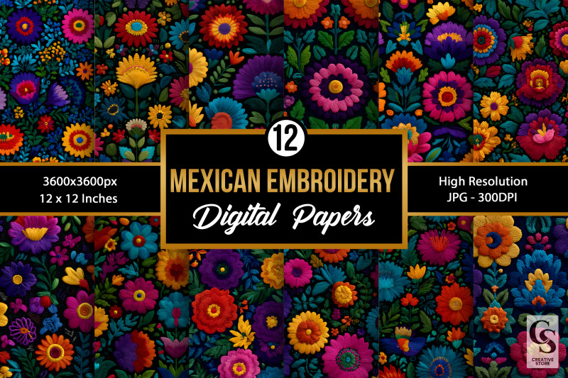 mexican-flowers-embroidery-seamless-patterns