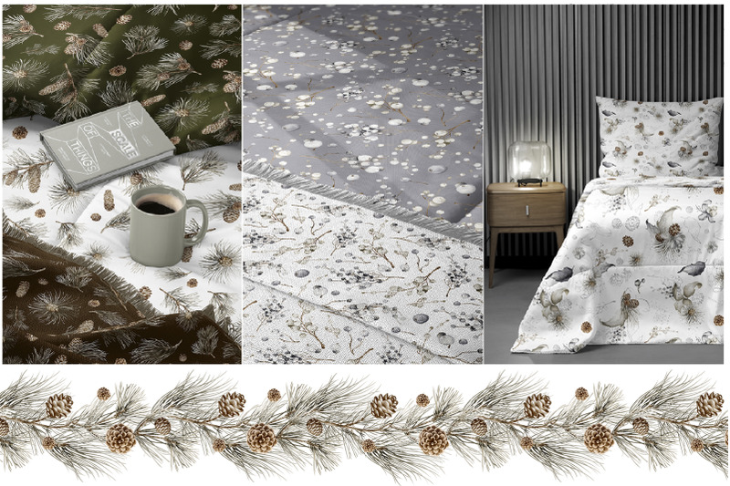 silver-winter-christmas-watercolor-clipart-bundle
