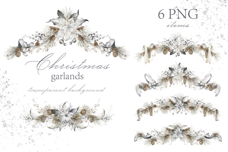 silver-winter-christmas-watercolor-clipart-bundle