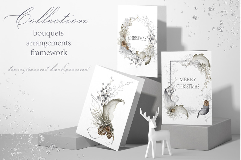 silver-winter-christmas-watercolor-clipart-bundle