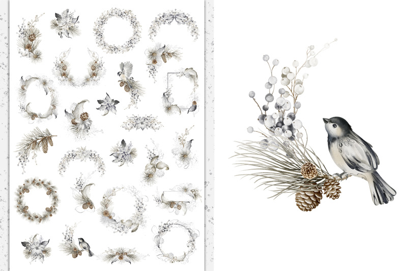 silver-winter-christmas-watercolor-clipart-bundle
