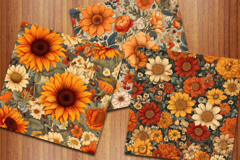 vintage-cottage-fall-flowers-digital-papers-cottagecore-floral