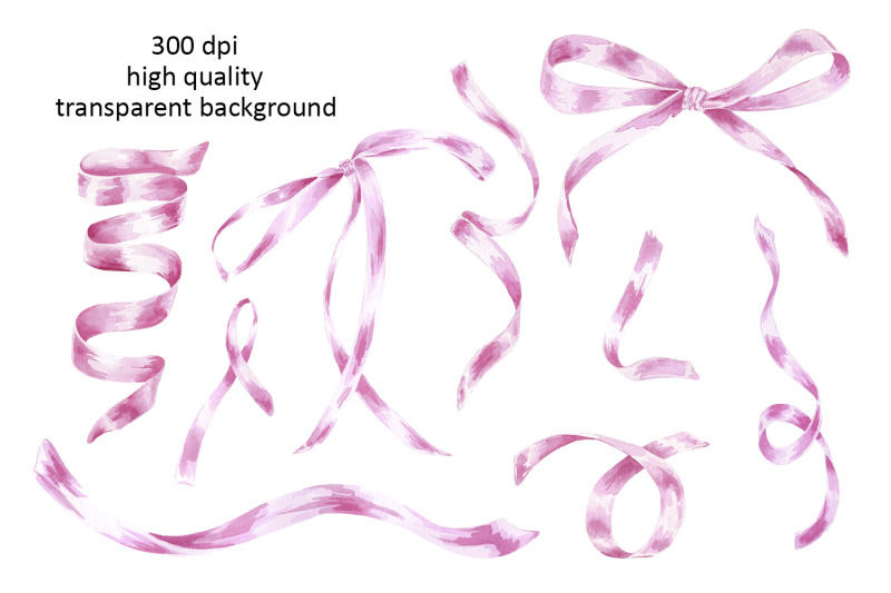 bows-ribbons-pink-watercolor-clipart-png