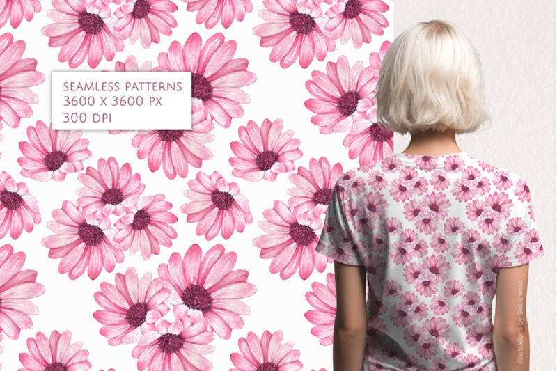 pink-watercolor-daisy-seamless-pattern