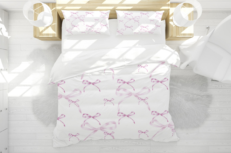 bow-ribbons-pink-watercolor-patterns-seamless