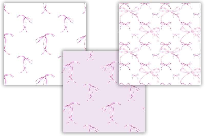 bow-ribbons-pink-watercolor-patterns-seamless