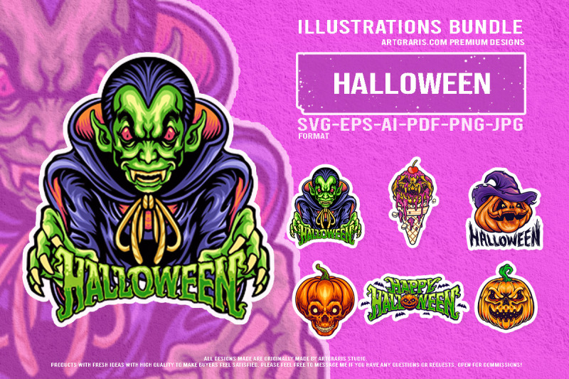 happy-halloween-pumpkin-monsters-creepy-ice-cream-artwork