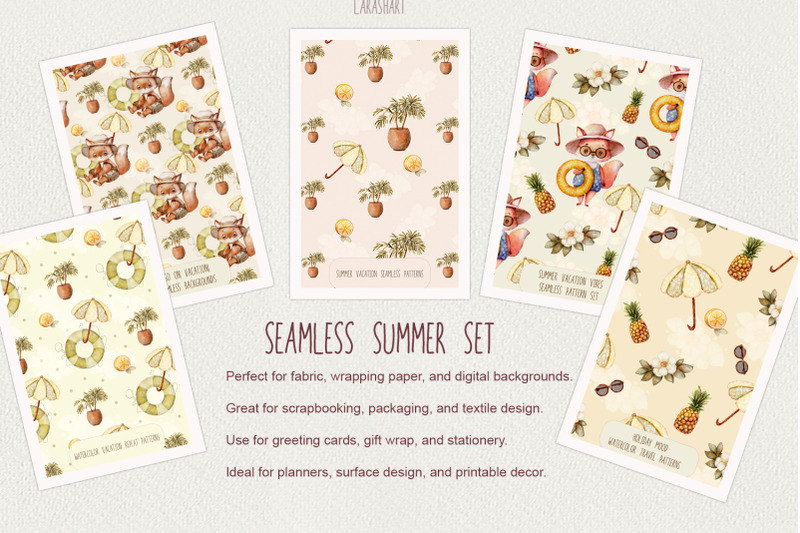 watercolor-cute-fox-summer-seamless-pattern