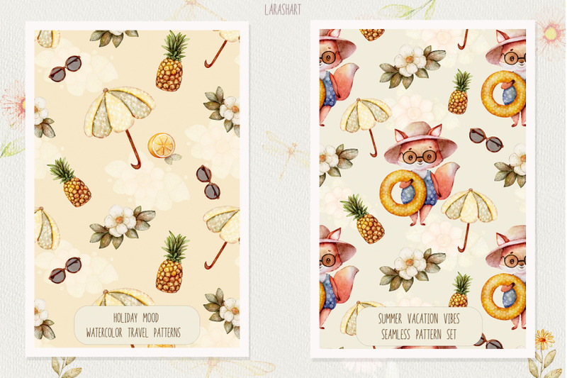 watercolor-cute-fox-summer-seamless-pattern