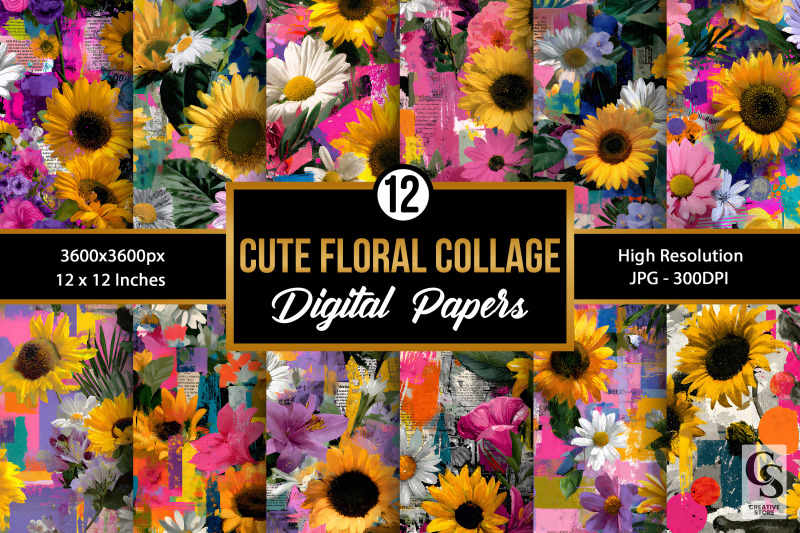 daisy-amp-sunflowers-floral-collage-digital-paper