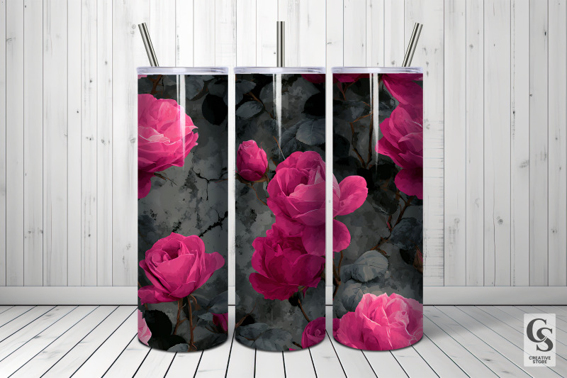 hot-pink-gothic-roses-digital-paper