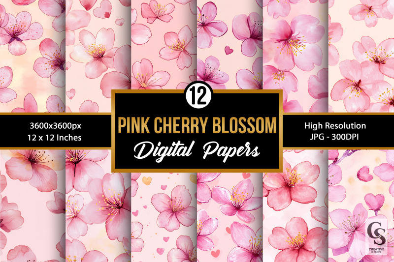 pink-watercolor-cherry-blossoms-digital-paper