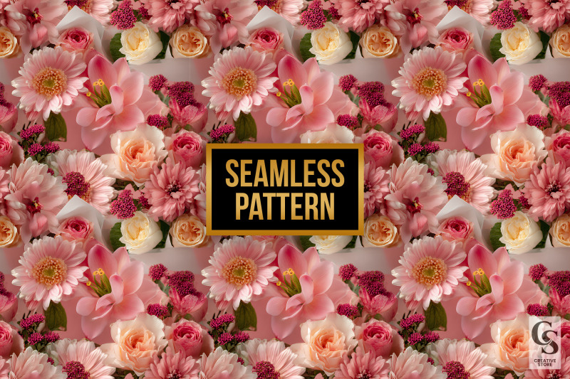 pink-flowers-bouquet-digital-paper-seamless-patterns