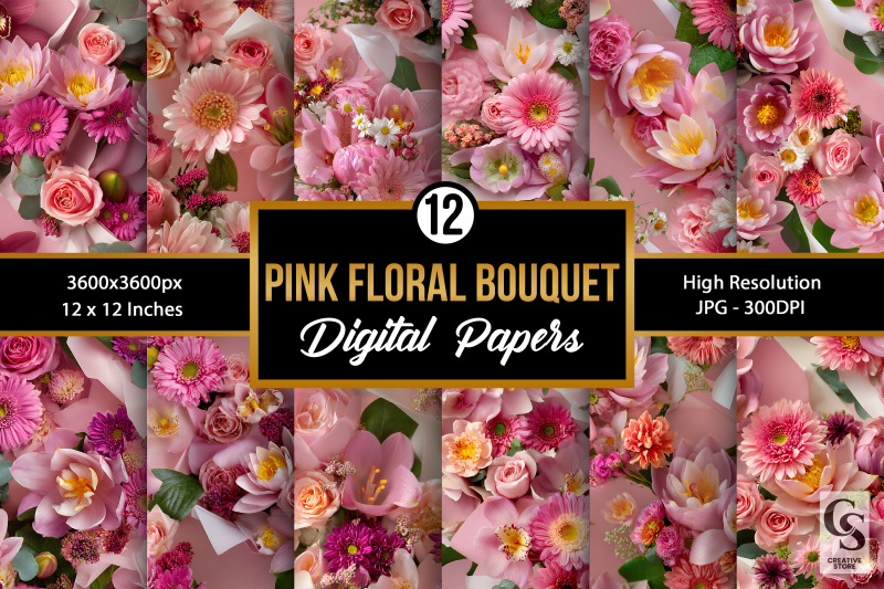 pink-flowers-bouquet-digital-paper-seamless-patterns