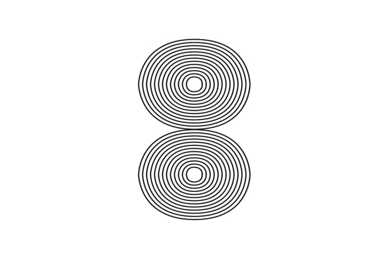number-eight-8-linear-in-black-thin-striped-lines-isolated-on-white-ba