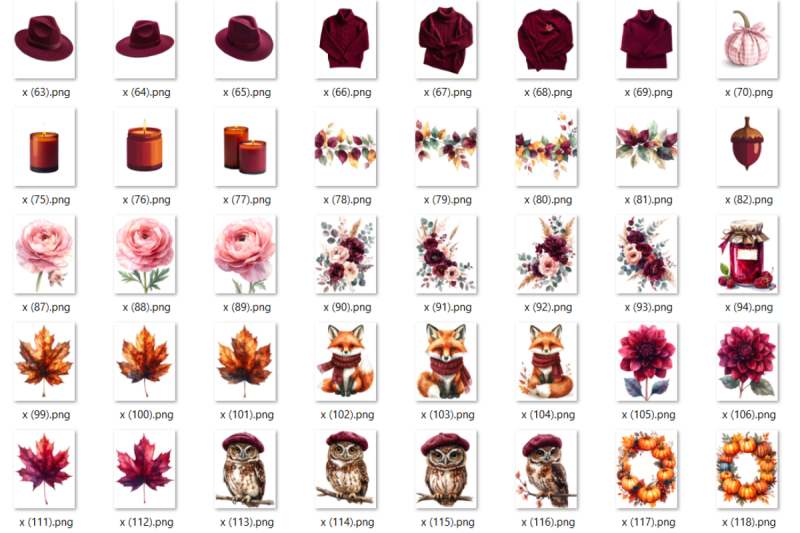 burgundy-autumn-clipart-bundle-200-fall-png-illustrations