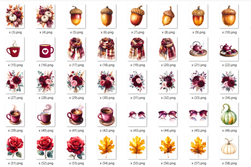 burgundy-autumn-clipart-bundle-200-fall-png-illustrations