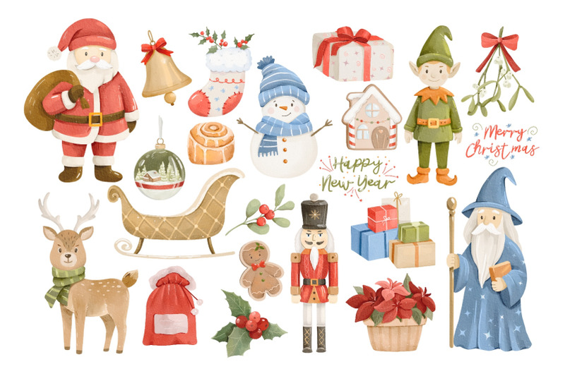 watercolor-cute-characters-christmas-clipart