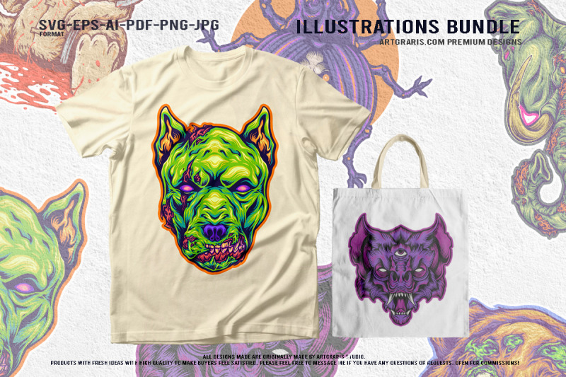 macabre-horror-vector-pack-creepy-doll-and-beastly-animals