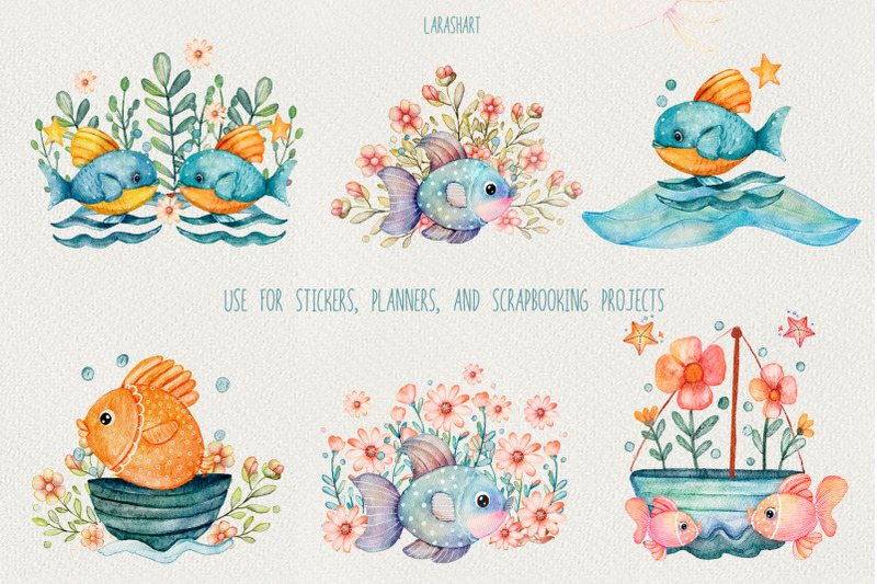 watercolor-fish-and-flowers-clipart-cute-underwater-floral-illustrati