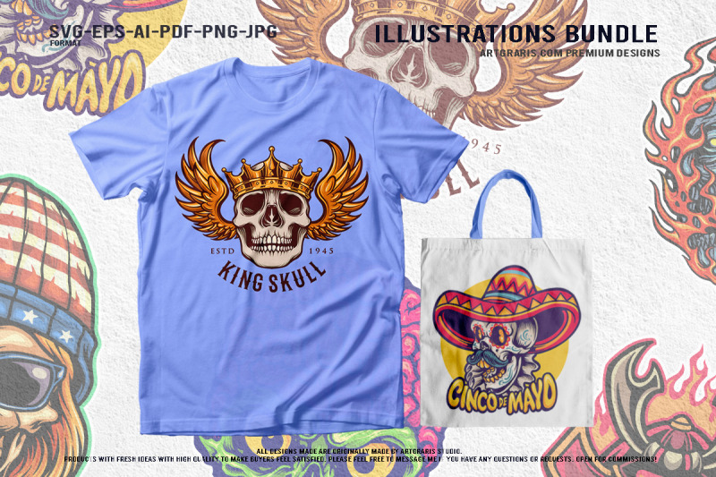 sugar-skull-artwork-flame-crown-sombrero-zombie-warrior