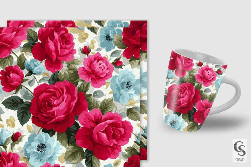 red-and-pink-roses-seamless-patterns