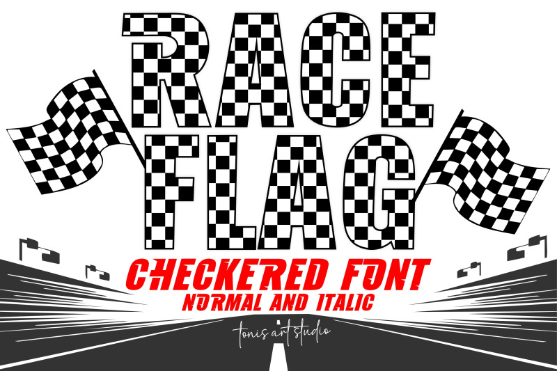 race-flag-font-duo-checkered-racing-letters-in-normal-amp-italic-style
