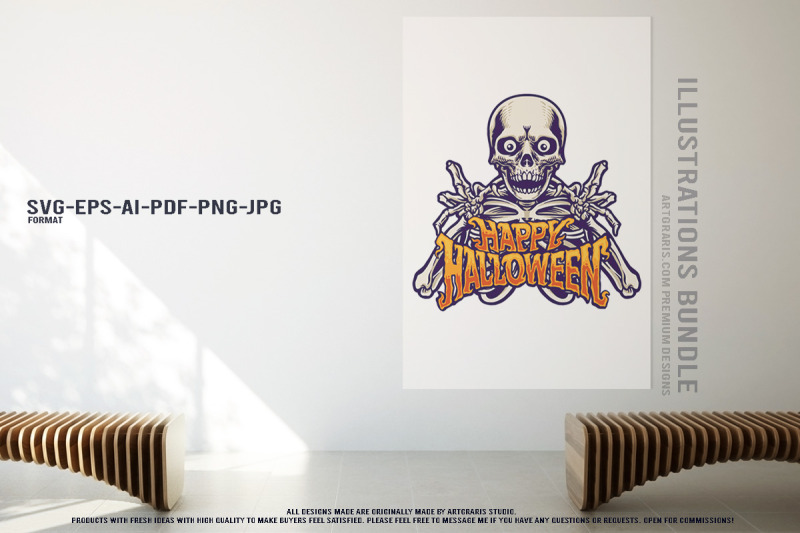 cursed-pumpkin-faces-and-haunted-skeleton-halloween-vector-pack